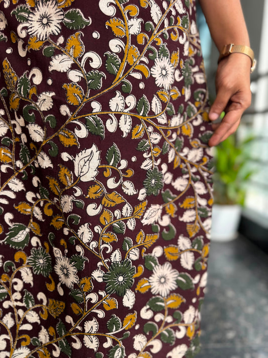 Brown Kalamkari Screen Print Cotton Co-ord Set