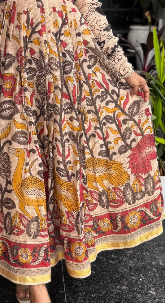 Cream Kota Cotton Frock