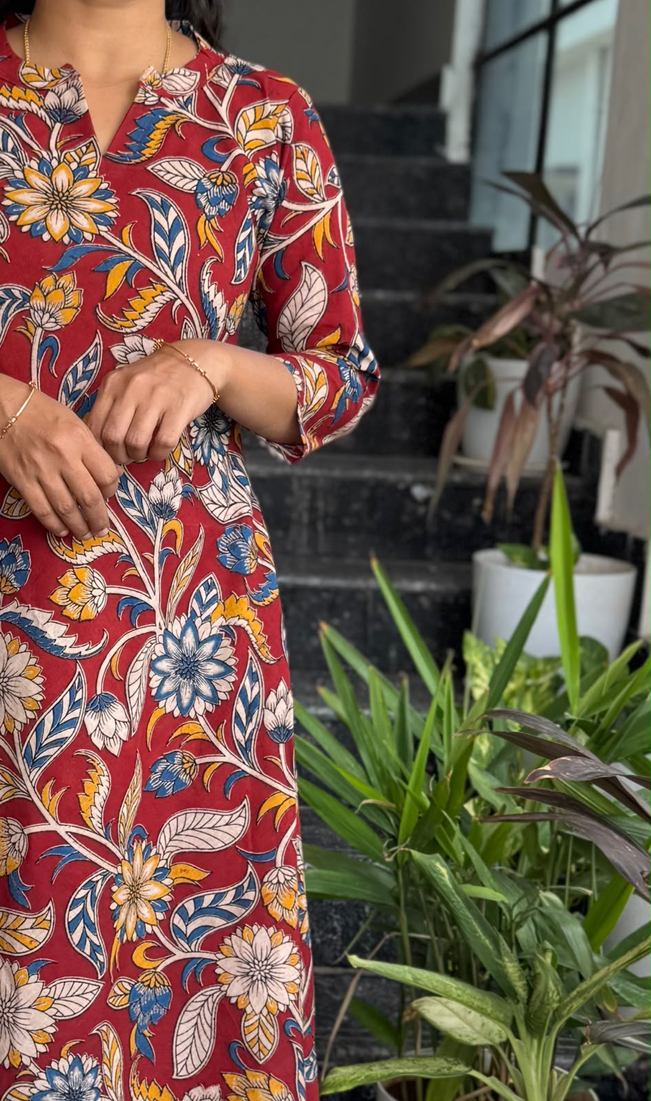 Red Multicolour Kalamkari Co-ord Set