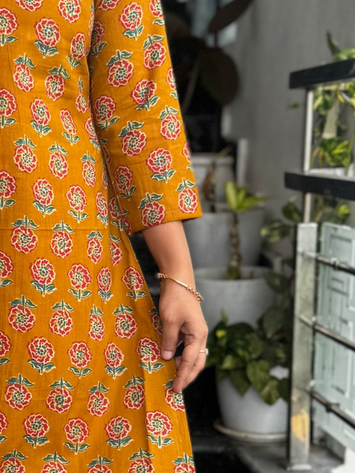 Mustard Yellow Pure Cotton Ajrak Co-Ord Set