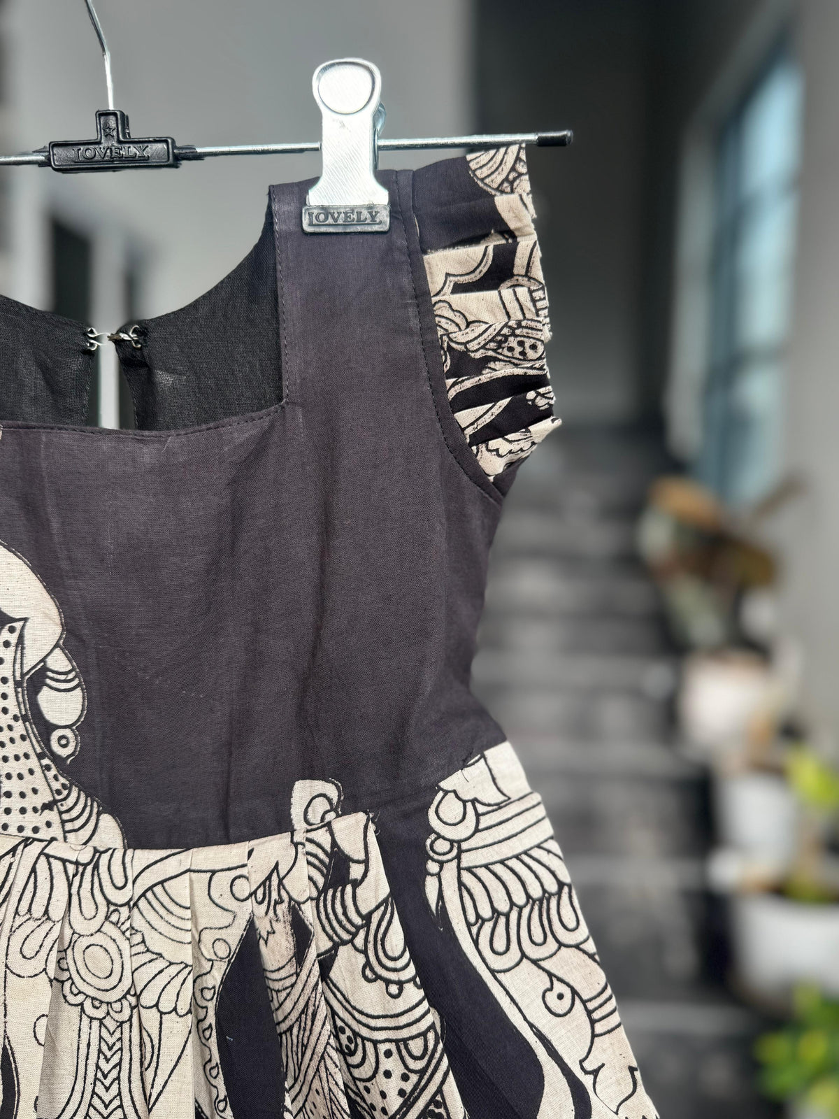 Black & Cream Kalamkari Cotton Kids Wear