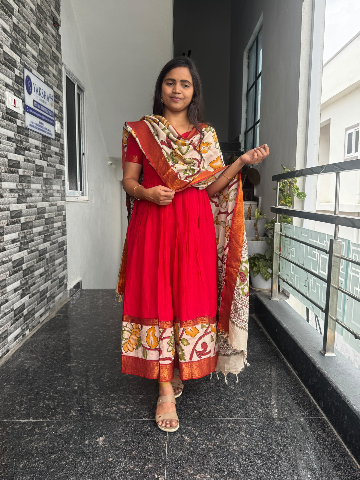 Red Nellore Silk Nizam Border Anarkali 2-Piece Set