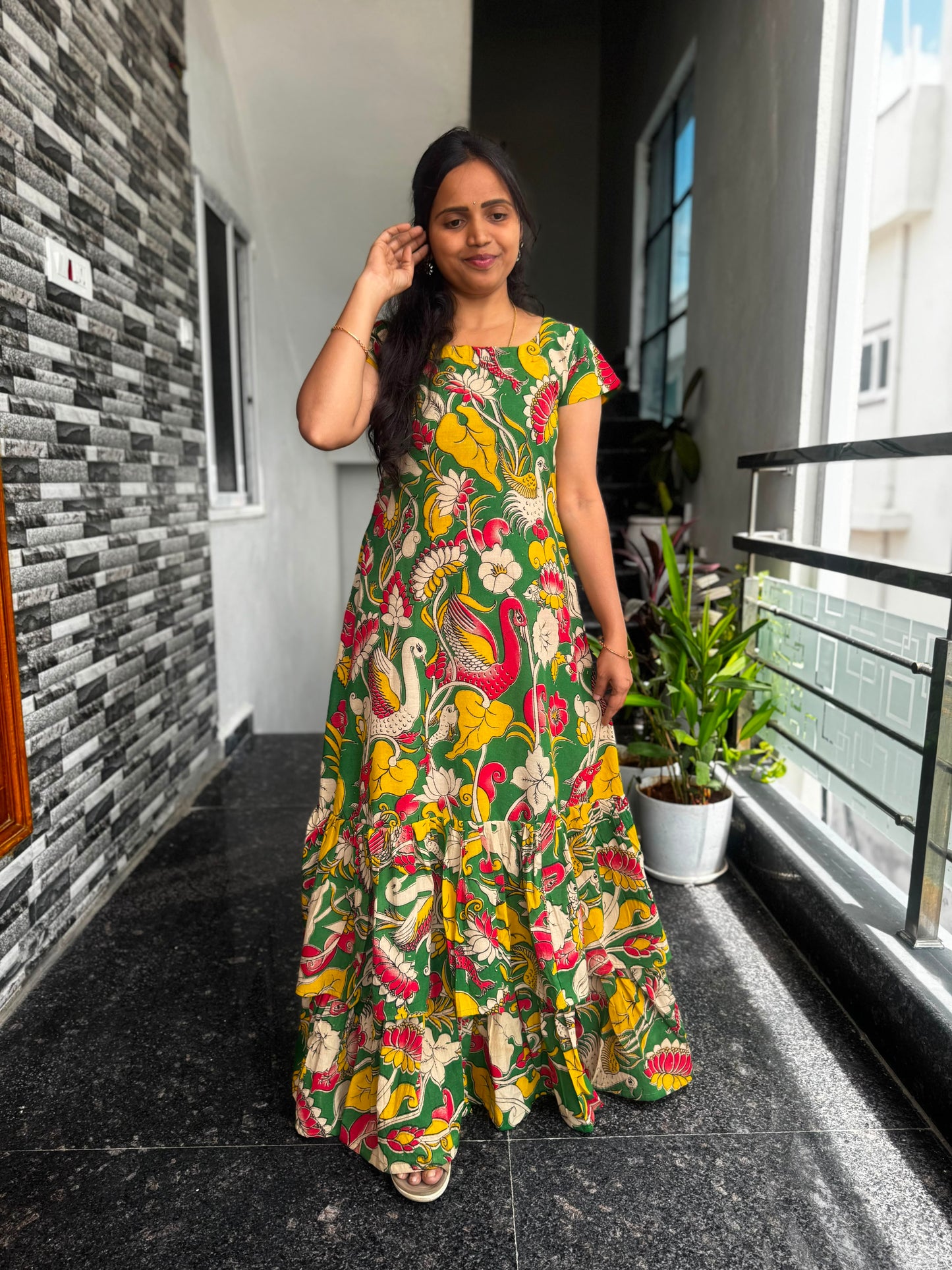 Green Kalamkari Frock (Maxi)