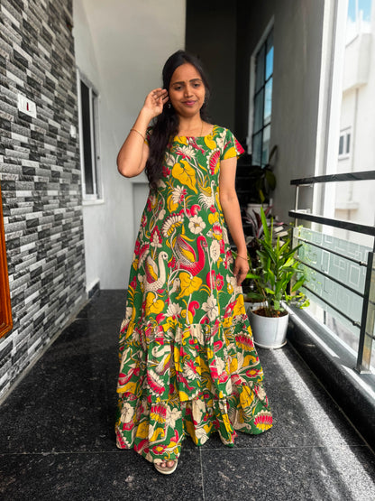 Green Kalamkari Frock (Maxi)