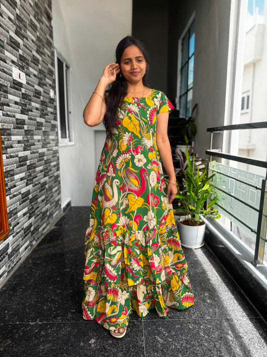 Green Kalamkari Frock (Maxi)