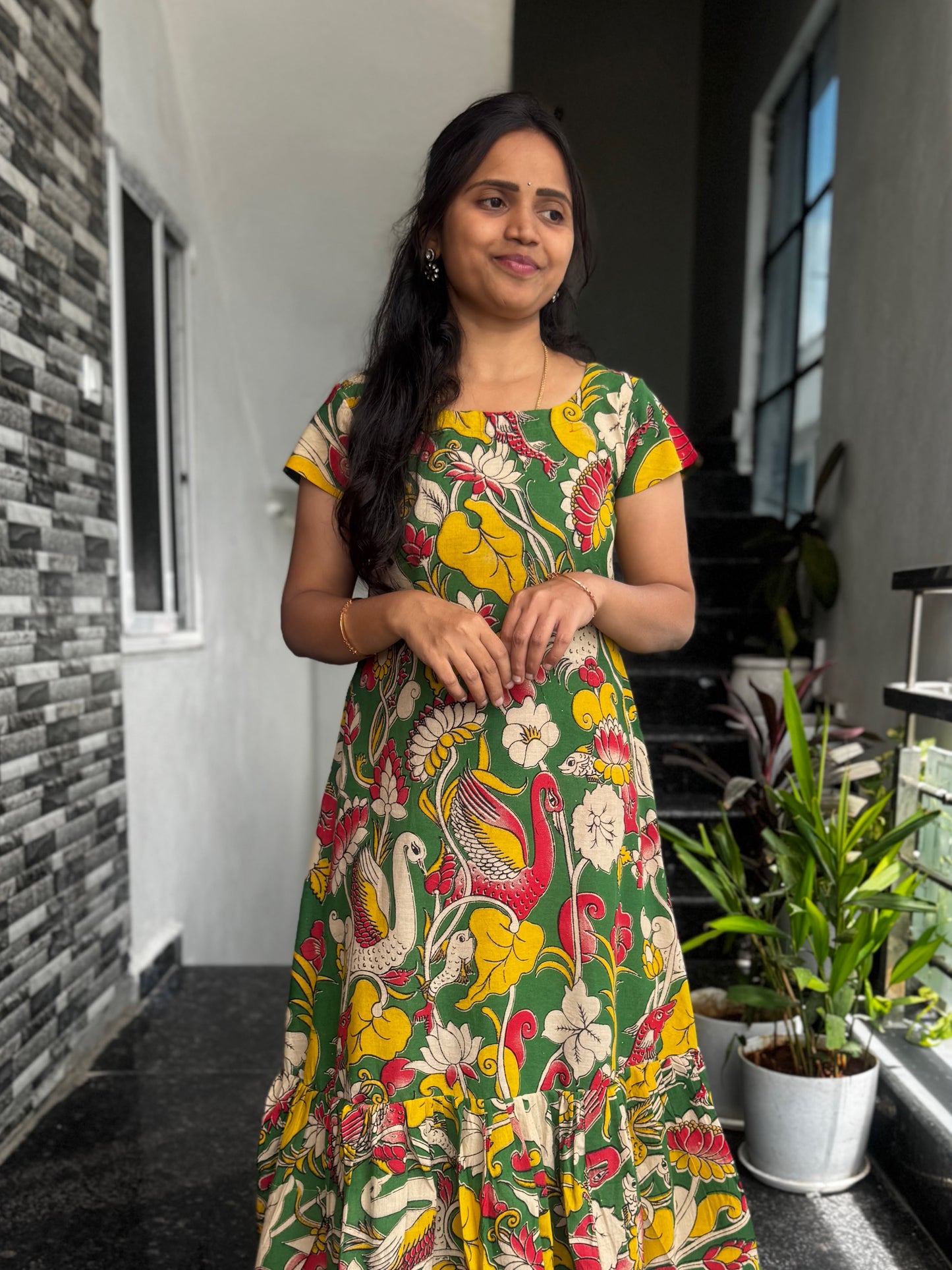 Green Kalamkari Frock (Maxi)