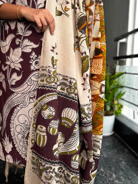 Dark Brown Kalamkari 2-Piece Set