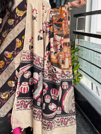 Black bird Kalamkari 2-Piece Set