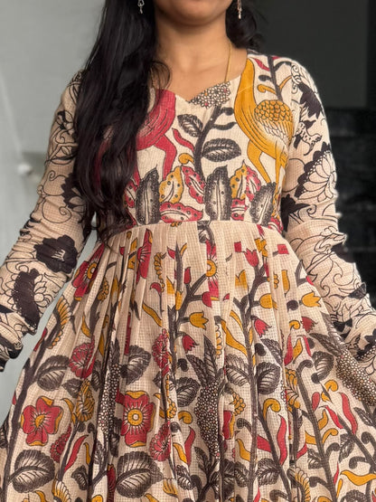 Cream Kota Cotton Frock