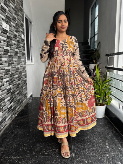 Cream Kota Cotton Frock