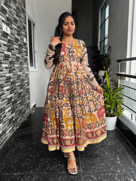 Cream Kota Cotton Frock