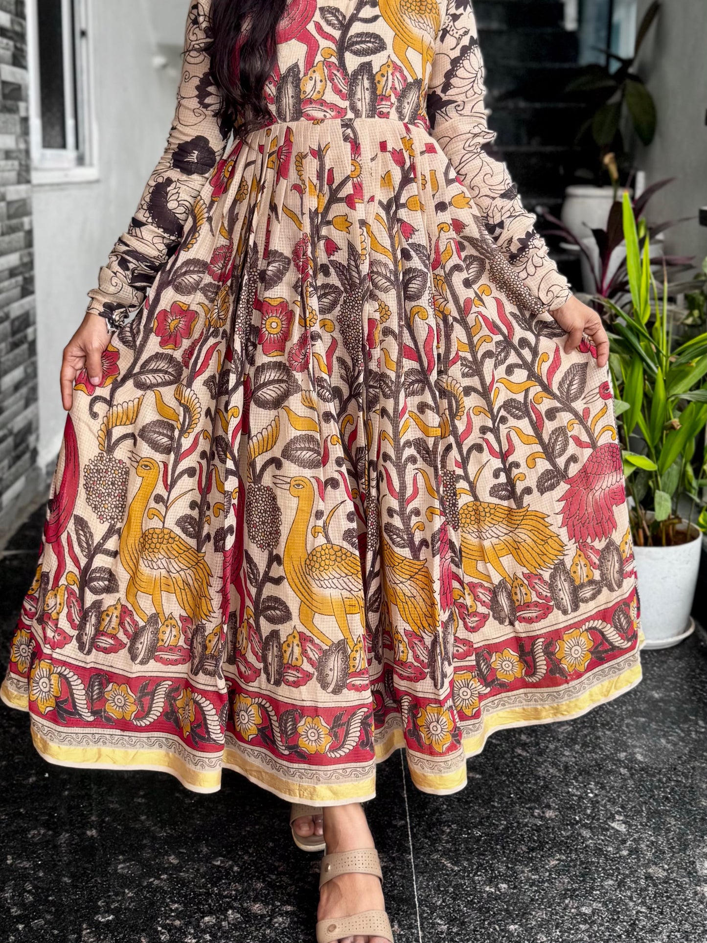 Cream Kota Cotton Frock