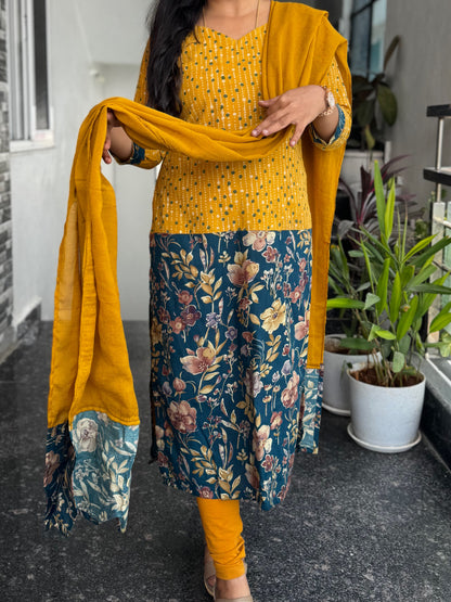Ajrak & Rayon Printed 2-Piece Kurti Set