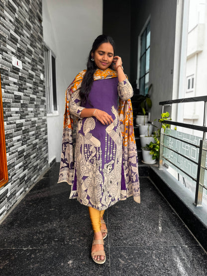 Purple Kalamkari 2-Piece Kurti Set