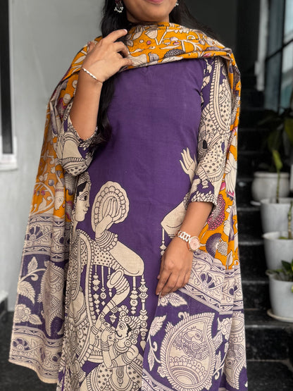 Purple Kalamkari 2-Piece Kurti Set
