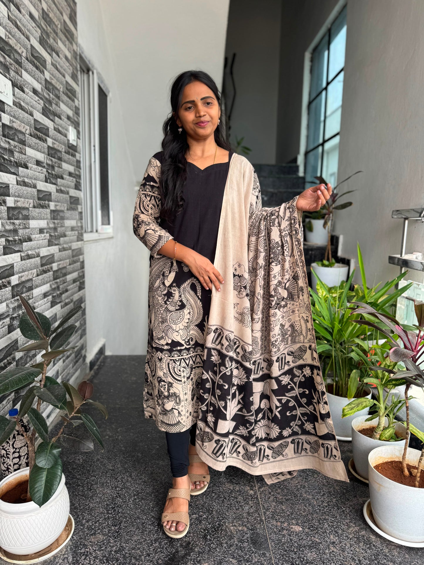 Black Kalamkari 2-Piece Kurti Set