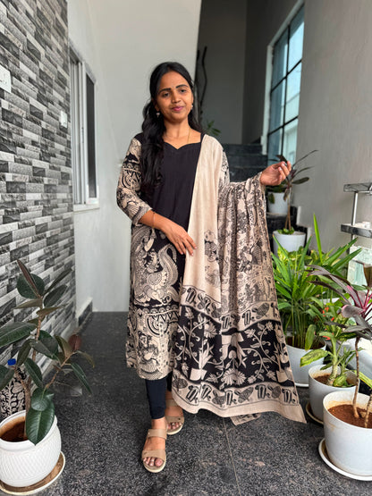 Black Kalamkari 2-Piece Kurti Set