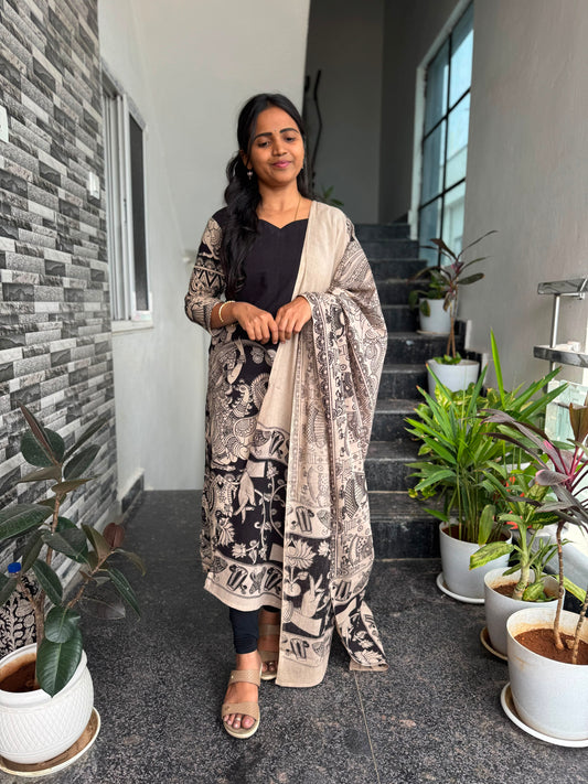 Black Kalamkari 2-Piece Kurti Set