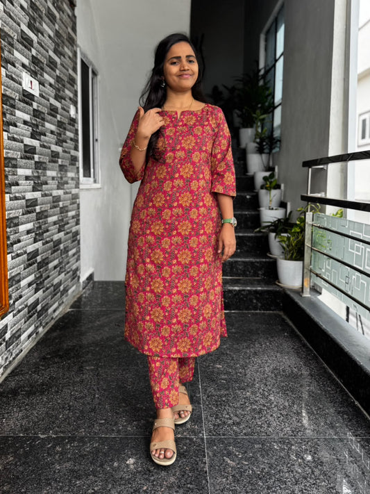Pink Kantha Work Co-ord Set
