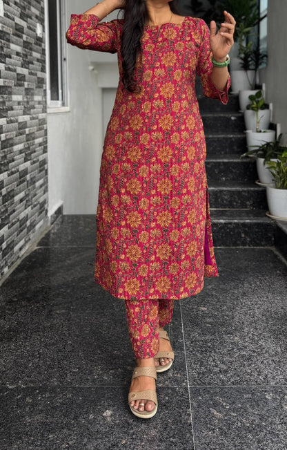 Pink Kantha Work Co-ord Set