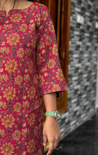 Pink Kantha Work Co-ord Set