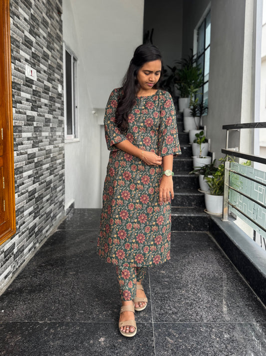Green Kantha Work Co-ord Set