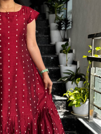 Maroon Raw Silk Frock