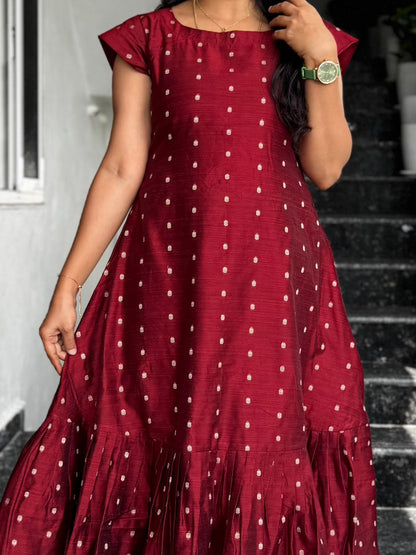 Maroon Raw Silk Frock