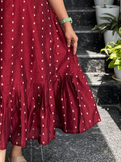 Maroon Raw Silk Frock