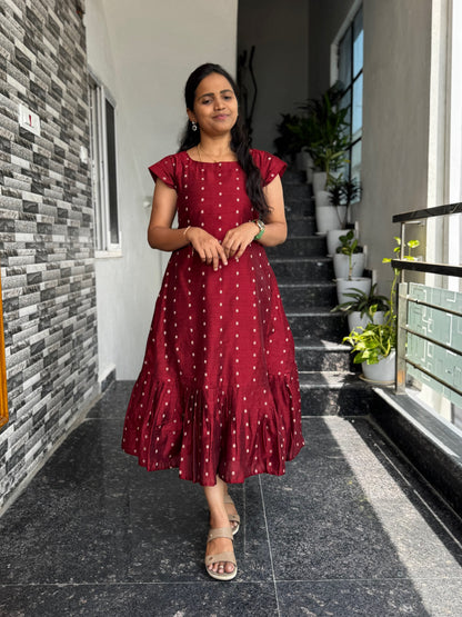 Maroon Raw Silk Frock