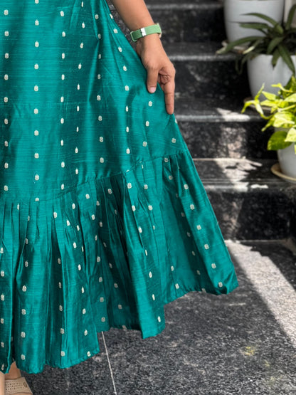 Teal Raw Silk Frock