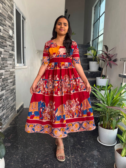 Maroon Kalamkari Frock