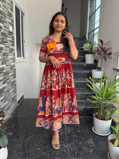 Maroon Kalamkari Frock