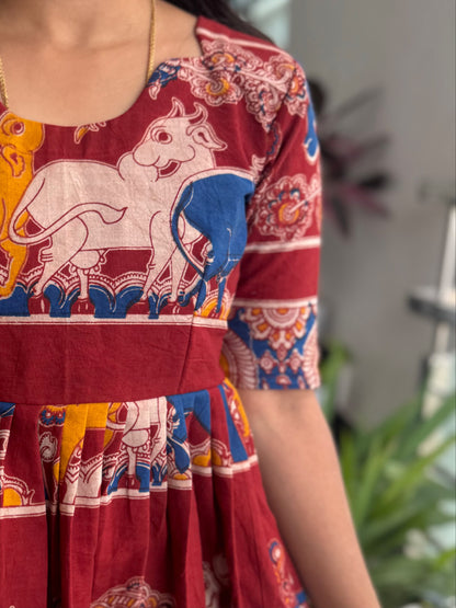 Maroon Kalamkari Frock