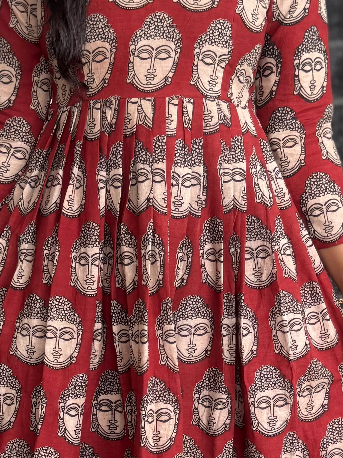 Maroon Budda Kalamkari Frock