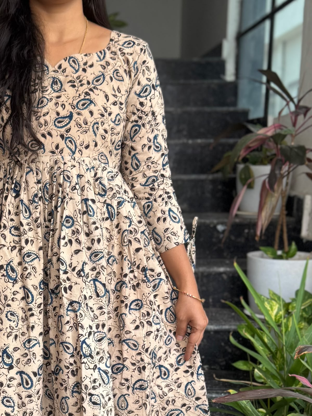 Beige/Cream Kalamkari Frock