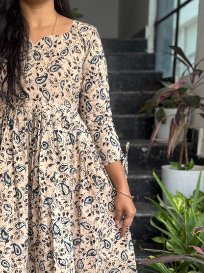 Beige/Cream Kalamkari Frock