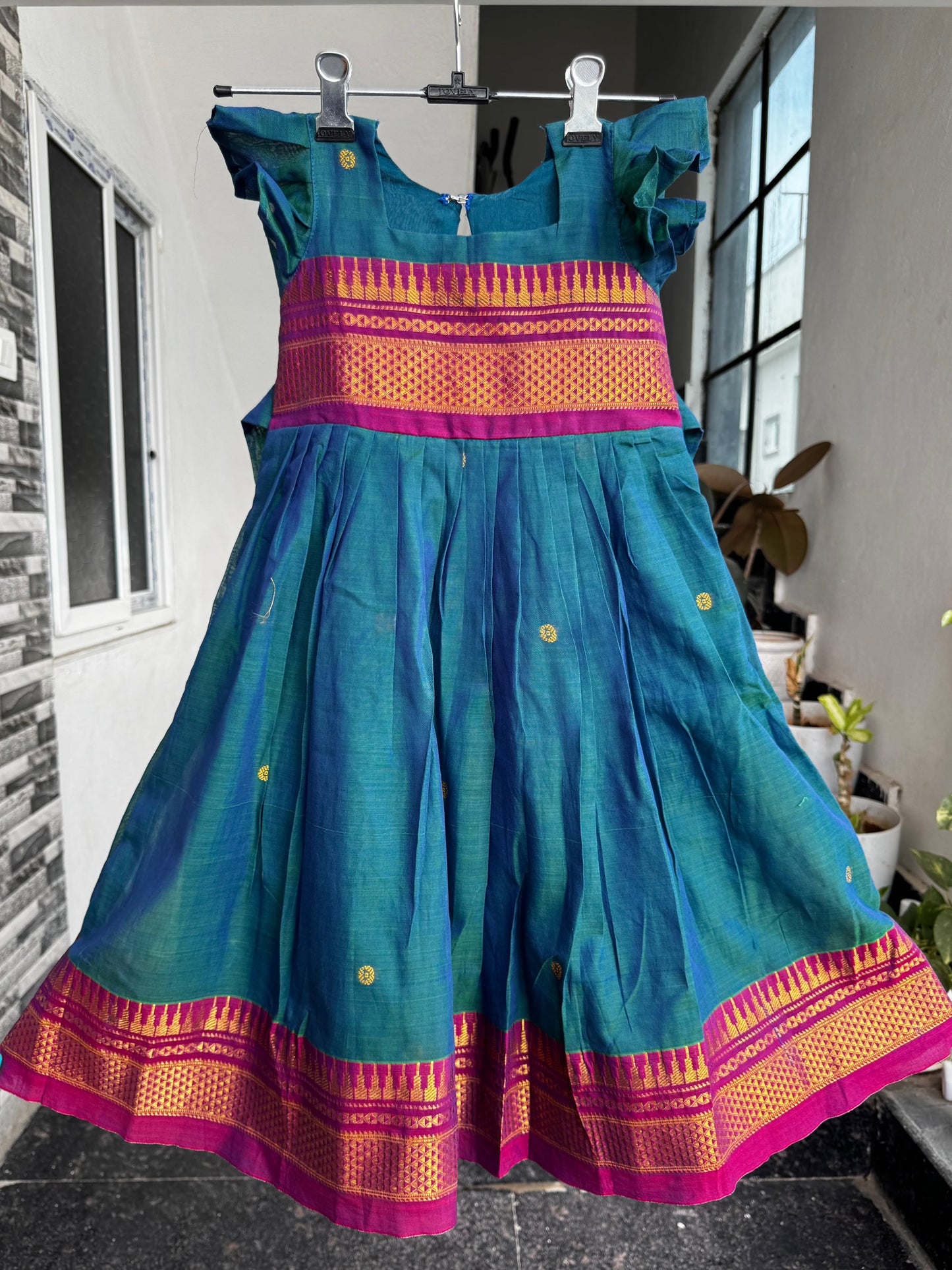 Teal Blue Narayanpet Kids Wear