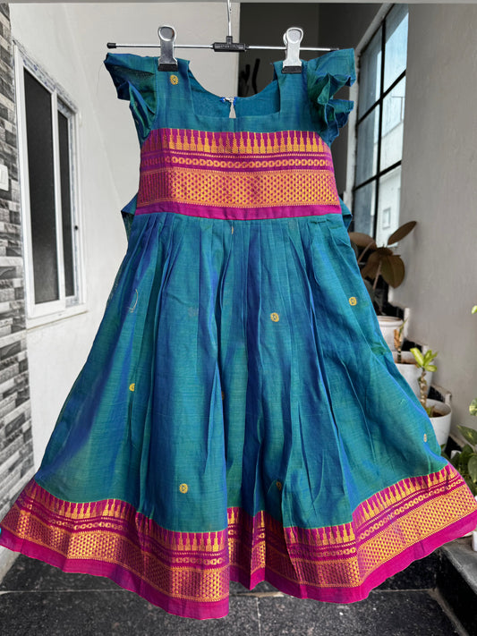 Teal Blue Narayanpet Kids Wear