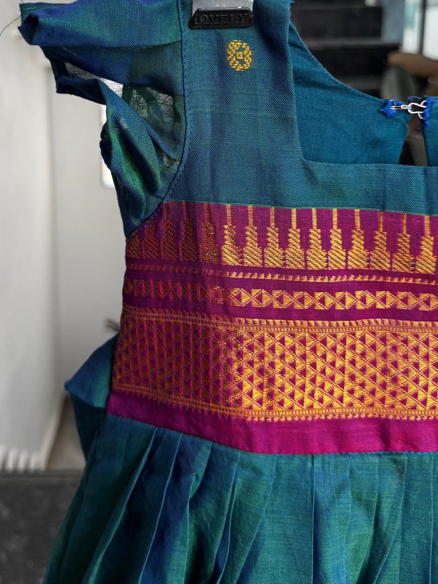 Teal Blue Narayanpet Kids Wear