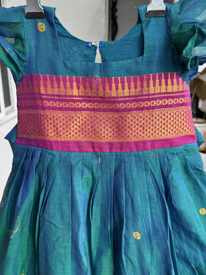 Teal Blue Narayanpet Kids Wear