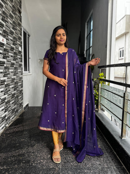 Deep Purple Narayanpet 2-Piece Kurti Set