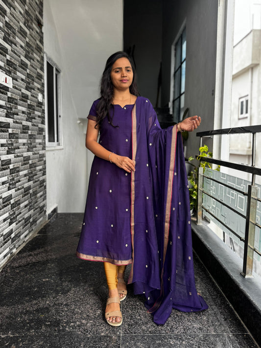 Deep Purple Narayanpet 2-Piece Kurti Set