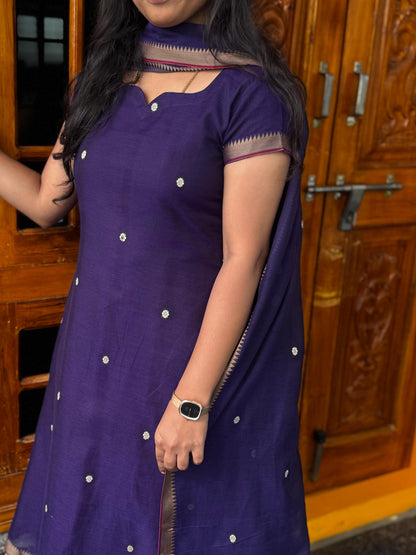 Deep Purple Narayanpet 2-Piece Kurti Set