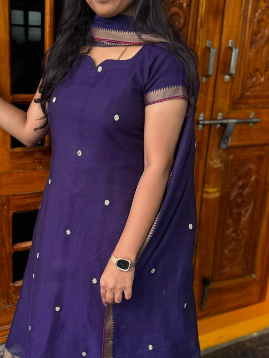 Deep Purple Narayanpet 2-Piece Kurti Set