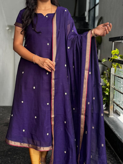 Deep Purple Narayanpet 2-Piece Kurti Set