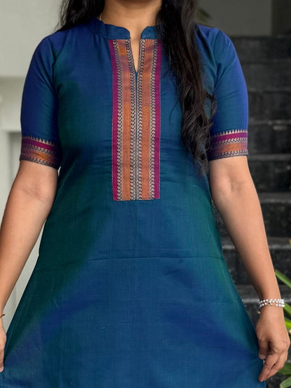 Teal Blue Narayanpet Kurta