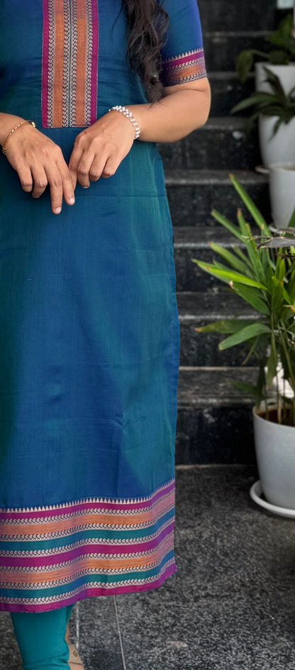 Teal Blue Narayanpet Kurta