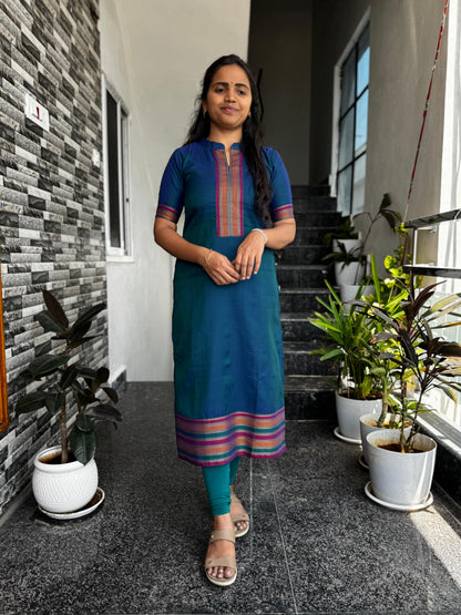 Teal Blue Narayanpet Kurta