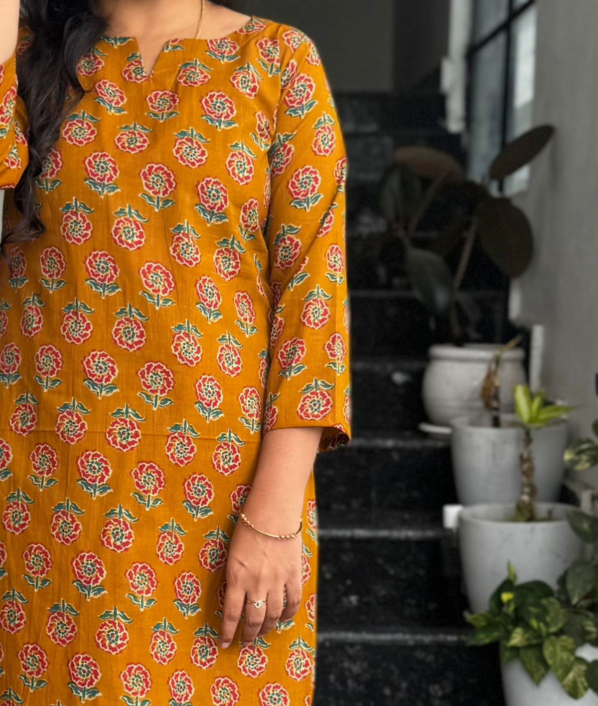 Mustard Yellow Pure Cotton Ajrak Co-Ord Set